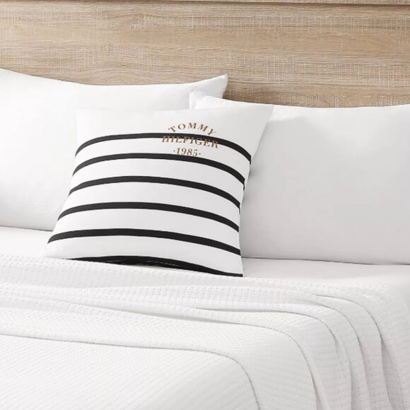 Navy and White/Ivory Soft Stripped Signature Decorative Hilfiger Pillow